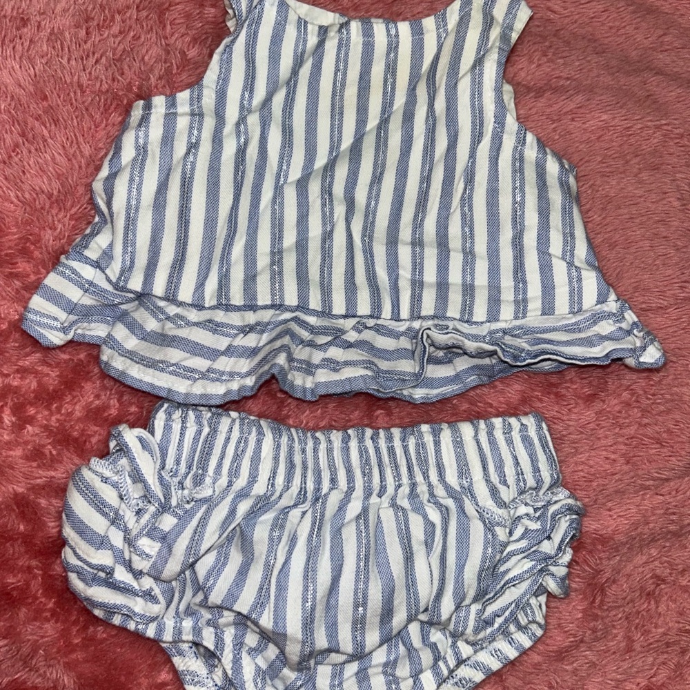 Cat & Jack Blue and White Striped Diaper Cover with Ruffles